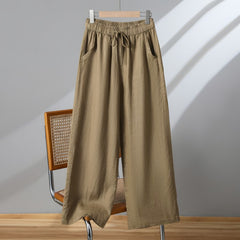 Photo: Women's Plus Size Linen Wide Leg Trousers | Seoden London — view 7