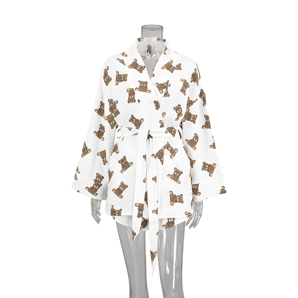 Photo: Women's Teddy Print Cotton Pyjama Set | Seoden London