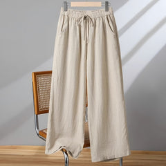 Photo: Women's Plus Size Linen Wide Leg Trousers | Seoden London — view 2
