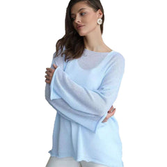Photo: Fiorella Flare-Sleeve Open-Knit Top | Seoden London — view 4