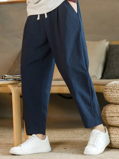 Photo: Women's Plus Size Linen Drawstring Trousers | Seoden London — view 8