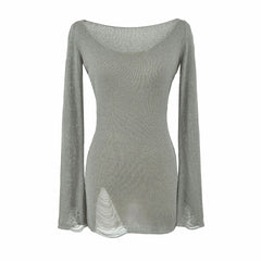 Photo: Aurelia Distressed Fine-Knit Long Top | Seoden London — view 4