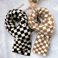 Photo: Chelsea Checkerboard Knitted Scarf | Seoden London — view 4