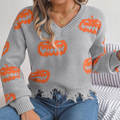 Photo: Pumpkin Patch Distressed V-Neck Jumper | Seoden London — view 4