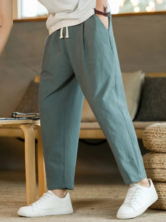 Photo: Women's Plus Size Linen Drawstring Trousers | Seoden London — view 12