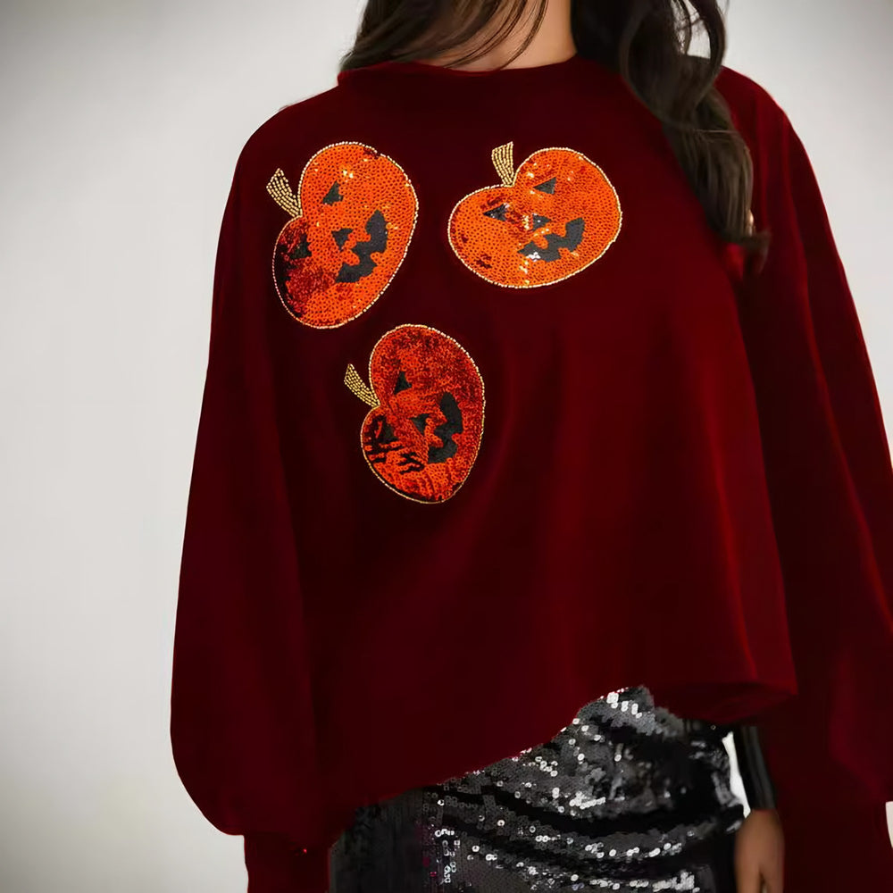 Photo: Greta Pumpkin Sequin Sweatshirt | Seoden London