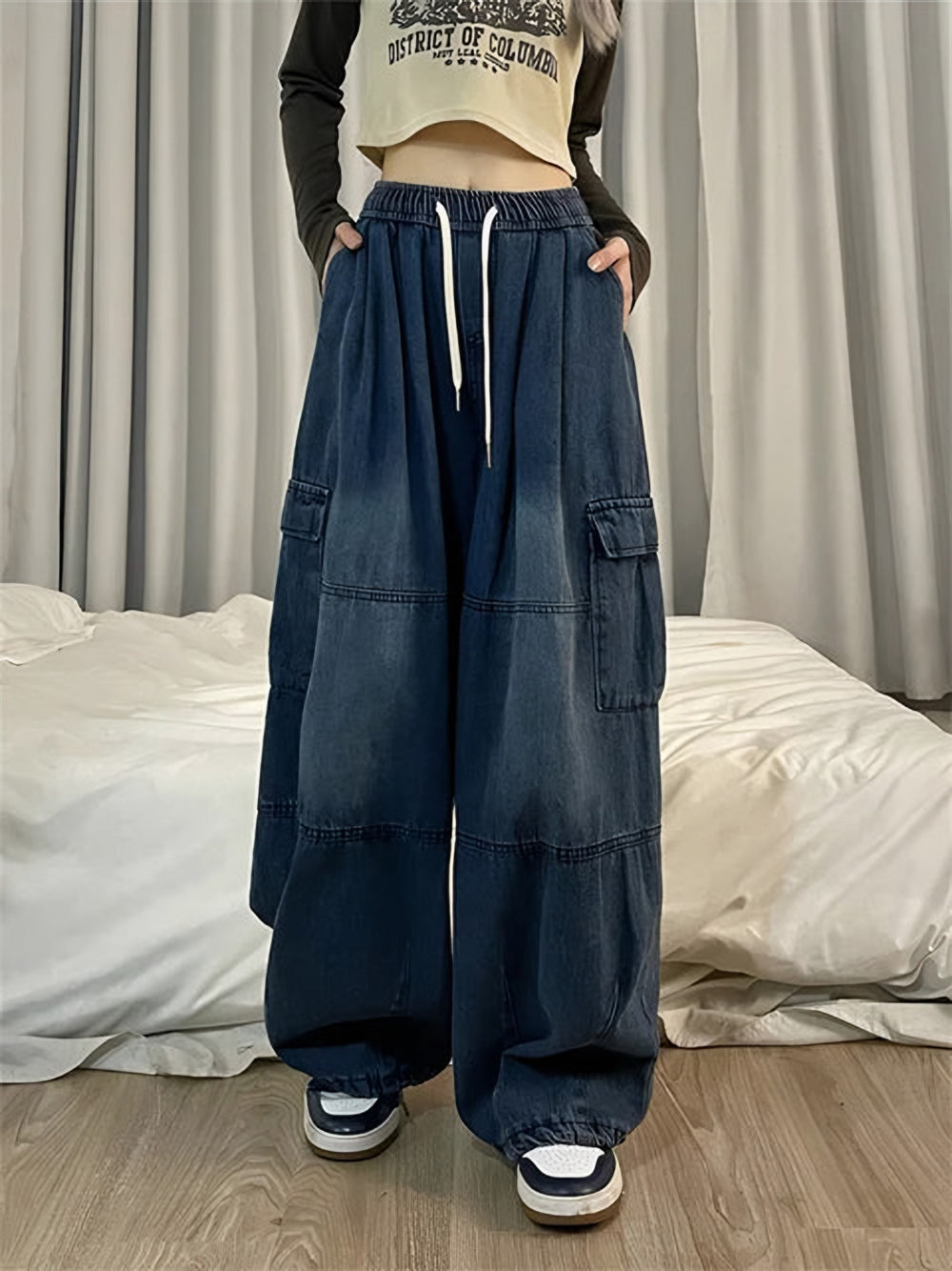 Photo: Women's Wide Leg Cargo Jeans | Seoden London