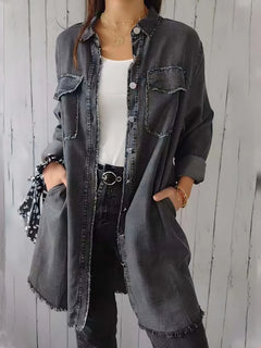 Photo: Women's Plus Size Longline Denim Shirt | Seoden London — view 6