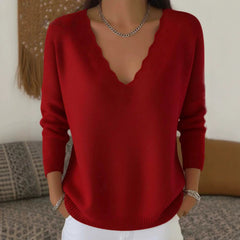 Photo: Women's Soft Wool Blend V-Neck Jumper | Seoden London — view 3