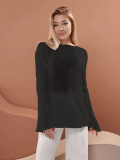 Photo: Fiorella Flare-Sleeve Open-Knit Top | Seoden London — view 8