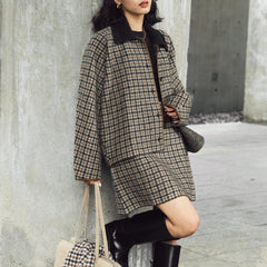 Photo: Women's Wool Plaid Knit Jacket and Mini Skirt | Seoden London — view 3