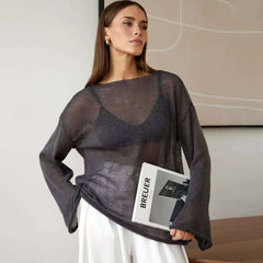 Photo: Fiorella Flare-Sleeve Open-Knit Top | Seoden London — view 3