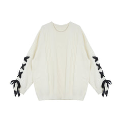Photo: Women's Cotton Crew Neck Jumper with Tie Detail | Seoden London — view 1
