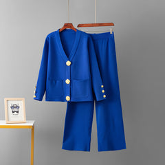 Photo: Women's Button Cardigan and Wide Leg Trousers Knit Set | Seoden London — view 7