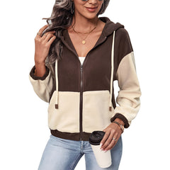 Photo: Women's Hooded Colour Block Fleece Jacket | Seoden London — view 1