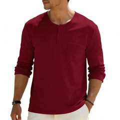 Photo: Henley Long Sleeve Top with Chest Pocket | Seoden London — view 6
