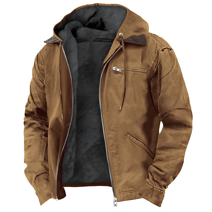 Men's Hooded Fleece Lined Cotton Jacket
