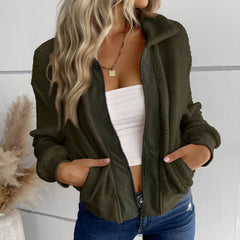 Photo: Women's Collared Sherpa Fleece Jacket | Seoden London — view 7