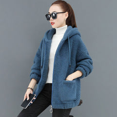 Photo: Women's Hooded Teddy Fleece Zip Jacket | Seoden London — view 6