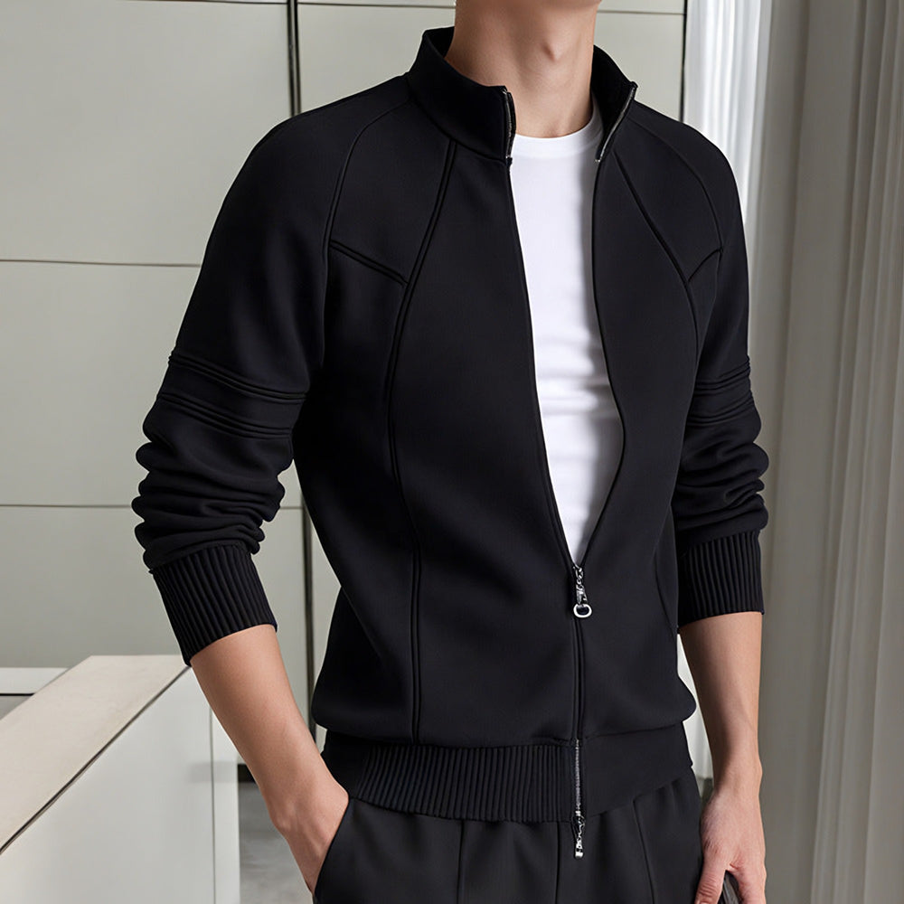 Photo: Genoa Zip-Up Stand-Collar Knit Jacket | Seoden London