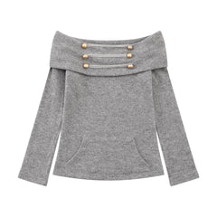 Photo: Rosalind Off-Shoulder Button Knit Top | Seoden London — view 1
