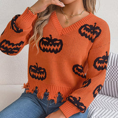 Photo: Pumpkin Patch Distressed V-Neck Jumper | Seoden London — view 3