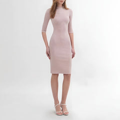 Photo: Women's Black Ribbed Knit Midi Dress | Seoden London — view 3