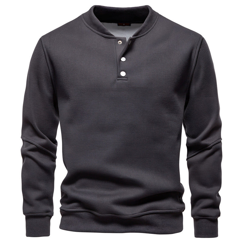 Photo: Waffle Henley Sweatshirt, Fleece-Lined | Seoden London
