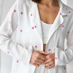 Photo: Women's White Heart Cotton Pyjama Set | Seoden London — view 3