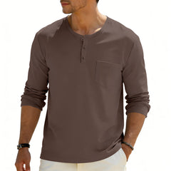 Photo: Henley Long Sleeve Top with Chest Pocket | Seoden London — view 7