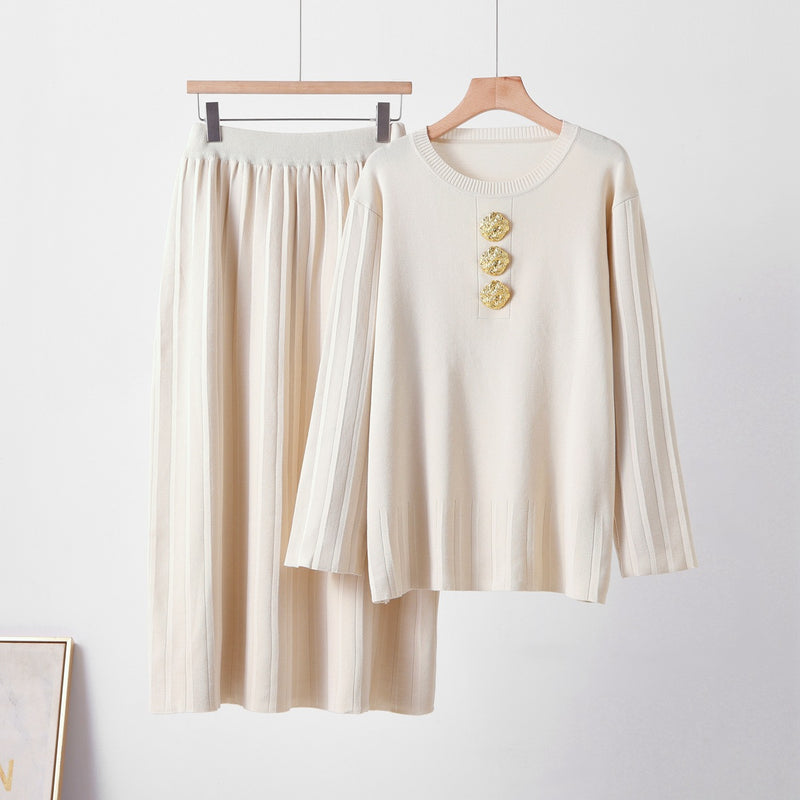Photo: Women's Cotton Knit Jumper and Skirt Set | Seoden London