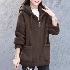 Photo: Women's Hooded Teddy Fleece Zip Jacket | Seoden London — view 3