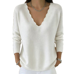 Photo: Women's Soft Wool Blend V-Neck Jumper | Seoden London — view 5