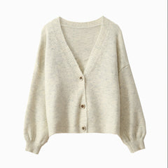 Photo: Florence Lantern-Sleeve Wool-Blend Cardigan | Seoden London — view 4