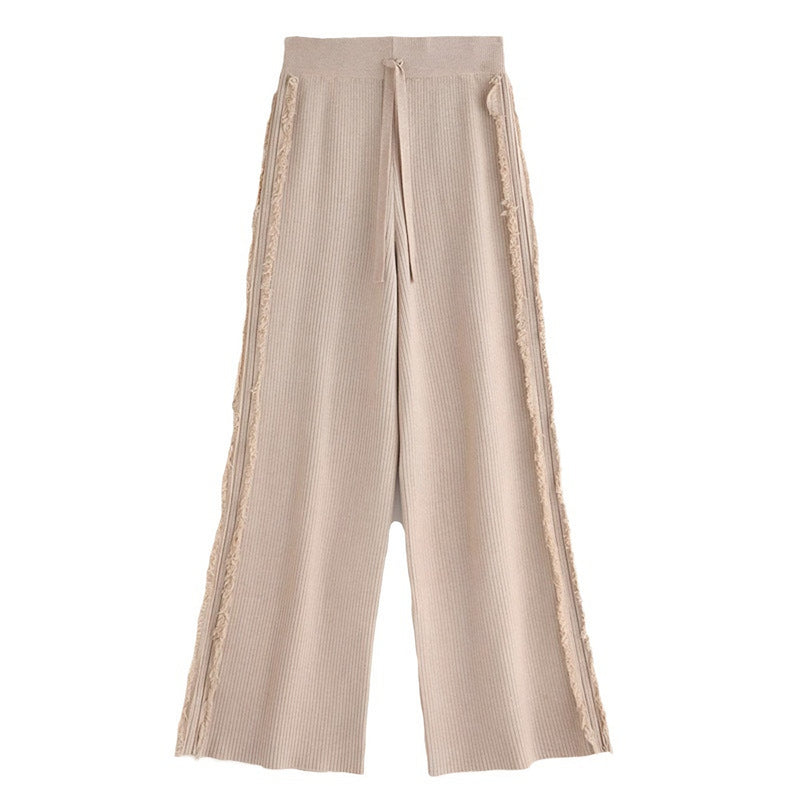 Photo: Ines Fringe-Seam Ribbed Knit Trousers | Seoden London