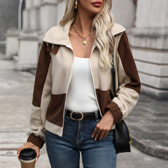 Photo: Women's Colour Block Sherpa Fleece Jacket | Seoden London — view 4