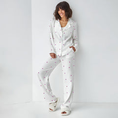 Photo: Women's White Heart Cotton Pyjama Set | Seoden London — view 4