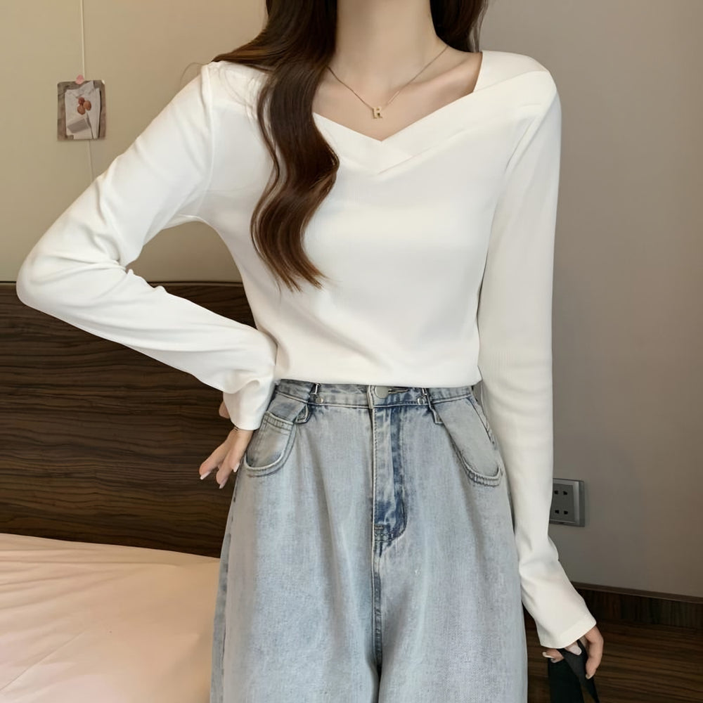 Photo: Renata Double-Faced Fleece V-Neck Top | Seoden London