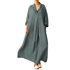 Photo: Women's Plus Size Linen Maxi Shirt Dress | Seoden London — view 4