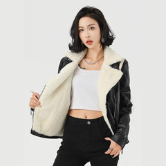 Photo: Camden Faux Leather Shearling Aviator Jacket | Seoden London — view 4