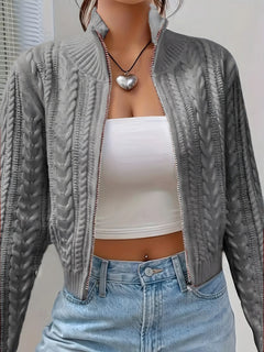 Photo: Women's Cable Knit Zip Cardigan | Seoden London — view 6