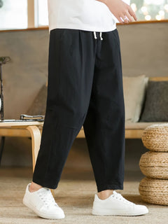 Photo: Women's Plus Size Linen Drawstring Trousers | Seoden London — view 3