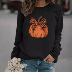 Photo: Leopard Bow Pumpkin Sweatshirt | Seoden London — view 2