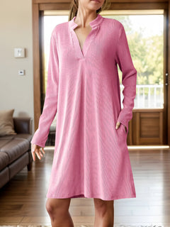 Photo: Women's V Neck Long Sleeve Mini Dress with Pockets | Seoden London — view 5