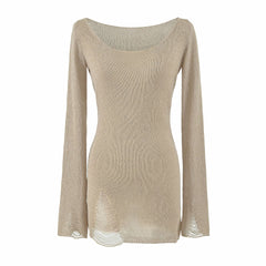 Photo: Aurelia Distressed Fine-Knit Long Top | Seoden London — view 3