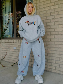 Photo: Whitstable Embroidered Pup Barrel-Leg Sweatpants | Seoden London — view 10