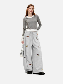 Photo: Whitstable Embroidered Pup Barrel-Leg Sweatpants | Seoden London — view 9