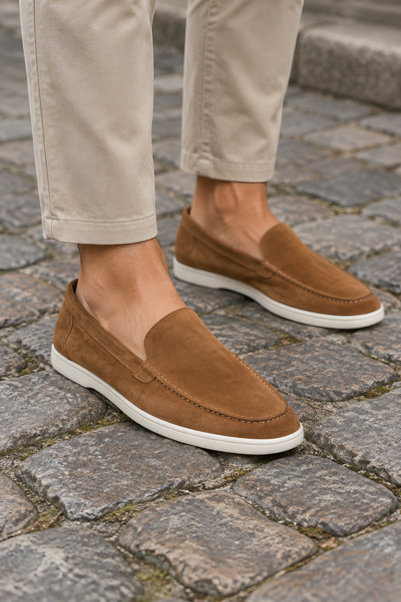 Photo: Portofino Suede-Look Slip-On Loafers | Seoden London
