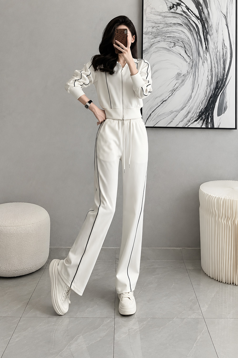 Photo: Monaco Cropped Zip Jacket & Wide-Leg Trouser Set | Seoden London
