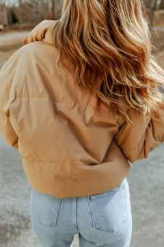 Photo: Cotswold Camel Cropped Puffer Jacket | Seoden London — view 2